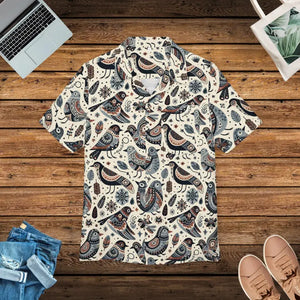 Vibrant Birds Unisex Hawaiian Button-down Tropical Shirt - Dipaliz - s / Black Stitching - Shirts