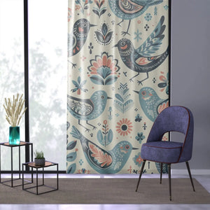 Birds Pattern Window Curtains – Nature Polyester - Dipaliz