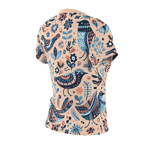Birds Pattern Sew Tee - Flattering Cotton Blend - Dipaliz - T-shirts - Xs