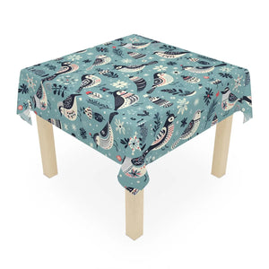 Teal Tablecloth – Intricate Bird Motifs - Dipaliz - Tablecloths