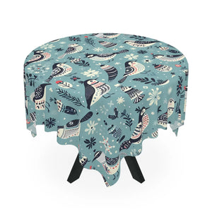 Teal Tablecloth – Intricate Bird Motifs - Dipaliz - Tablecloths