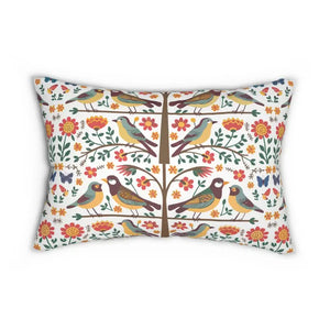 Birds on Tree Polyester Lumbar Pillow - Nature Decor - Dipaliz - 20’’ × 14’’ - Pillows