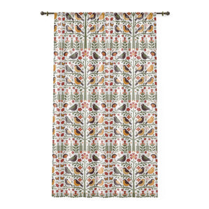 Cozy Bird Curtains - Polyester Tree Design 50x84 - Dipaliz