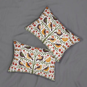 Polyester Lumbar Pillow Birds on Trees Design by Dipaliz - 20’’ × 14’’ - Pillows