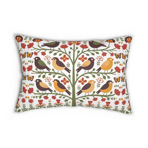Polyester Lumbar Pillow Birds on Trees Design by Dipaliz - 20’’ × 14’’ - Pillows