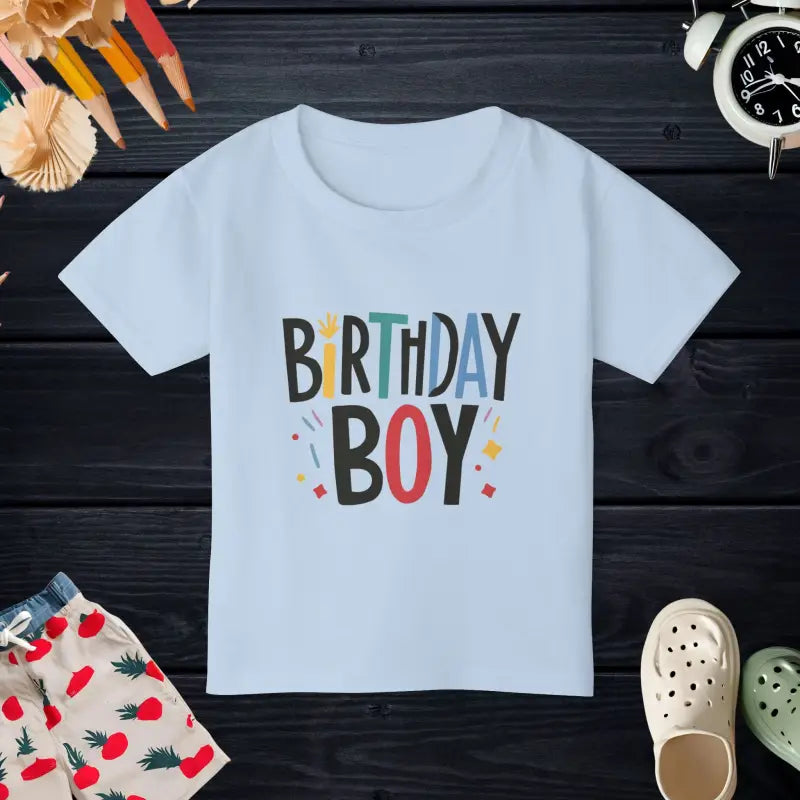 Celebrate in Style: Birthday Boy Heavy Cotton Jersey Tee - Light Blue / 2t Kids Clothes