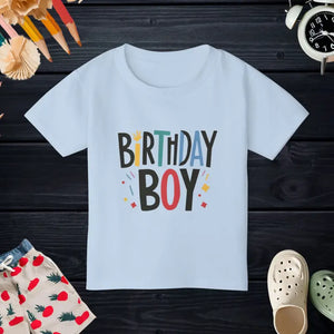 Birthday Boy Cotton Jersey Tee - Toddler Comfort Style - Dipaliz - Light Blue / 2t - T-shirts