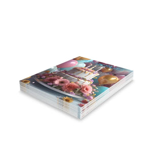 Vibrant Birthday Greeting Cards - Cake Design - Dipaliz - & Note