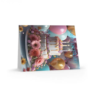 Vibrant Birthday Greeting Cards - Cake Design - Dipaliz - & Note