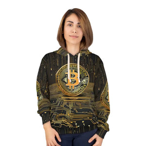 All Over Prints - Unisex Pullover Hoodie Bold Bitcoin Print Dipaliz