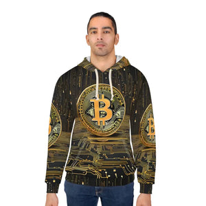 All Over Prints - Unisex Pullover Hoodie Bold Bitcoin Print Dipaliz