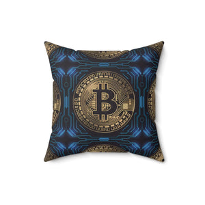 Bitcoin Bliss Blue Pillow – Spun Polyester - Dipaliz - Throw Pillows