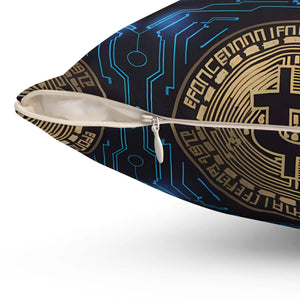 Bitcoin Bliss Blue Pillow – Spun Polyester - Dipaliz - Throw Pillows