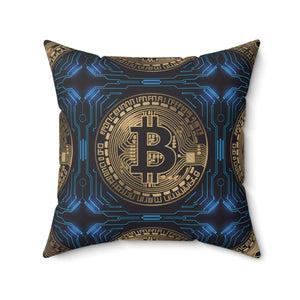 Bitcoin Bliss Blue Pillow – Spun Polyester - Dipaliz - Throw Pillows
