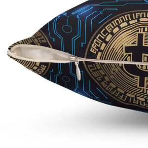 Bitcoin Bliss Blue Pillow – Spun Polyester - Dipaliz - Throw Pillows