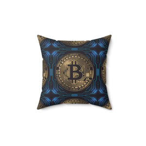 Bitcoin Bliss Blue Pillow – Spun Polyester - Dipaliz - Throw Pillows