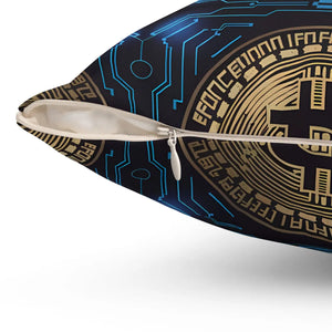 Bitcoin Bliss Blue Pillow – Spun Polyester - Dipaliz - Throw Pillows