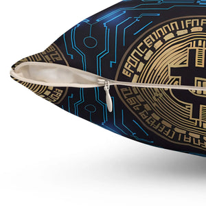 Bitcoin Bliss Blue Pillow – Spun Polyester - Dipaliz - Throw Pillows