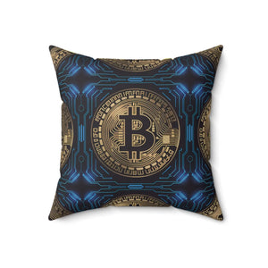 Bitcoin Bliss Blue Pillow – Spun Polyester - Dipaliz - Throw Pillows