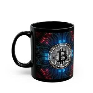 Bold Bitcoin Circuit Black Mug Ceramic Tech Gift - Dipaliz - Mugs
