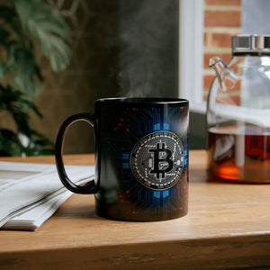 Bold Bitcoin Circuit Black Mug Ceramic Tech Gift - Dipaliz - Mugs
