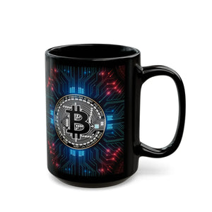 Bold Bitcoin Circuit Black Mug Ceramic Tech Gift - Dipaliz - Mugs