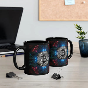 Bold Bitcoin Circuit Black Mug Ceramic Tech Gift - Dipaliz - Mugs