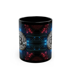 Bold Bitcoin Circuit Black Mug Ceramic Tech Gift - Dipaliz - Mugs