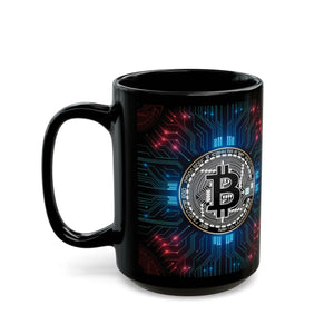 Bold Bitcoin Circuit Black Mug Ceramic Tech Gift - Dipaliz - Mugs