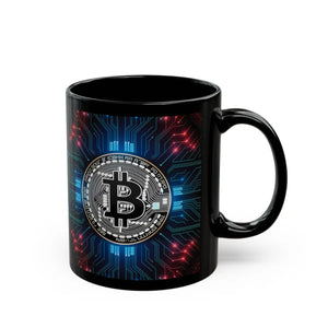 Bold Bitcoin Circuit Black Mug Ceramic Tech Gift - Dipaliz - Mugs