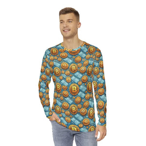 Bitcoin Fashion Men’s Long Sleeve Aop Shirt - Dipaliz - T-shirts