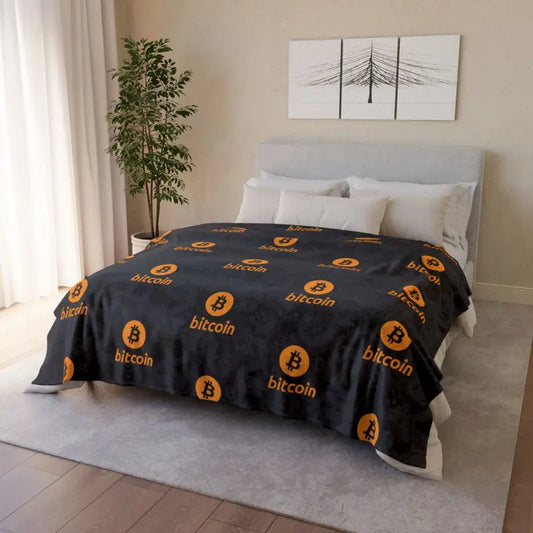 Cozy Up in Style: Bitcoin Soft Polyester Blanket - 60’’ × 80’’ Home Decor