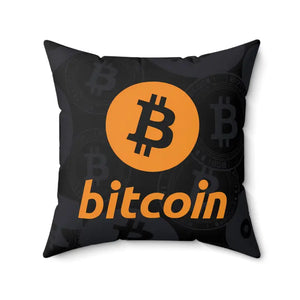 Bitcoin Crypto Spun Polyester Pillow - Modern Digital Decor - Dipaliz - Throw Pillows