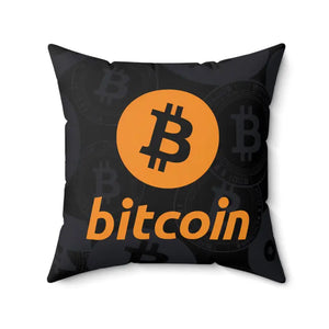 Bitcoin Crypto Spun Polyester Pillow - Modern Digital Decor - Dipaliz - 20’’ × - Throw Pillows