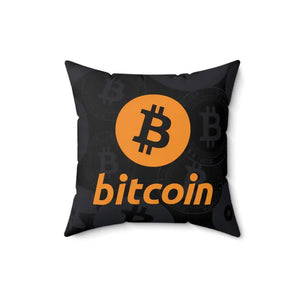 Bitcoin Crypto Spun Polyester Pillow - Modern Digital Decor - Dipaliz - Throw Pillows