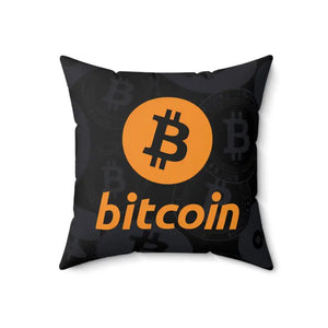Bitcoin Crypto Spun Polyester Pillow - Modern Digital Decor - Dipaliz - 18’’ × - Throw Pillows