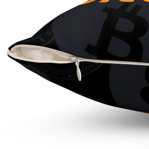Bitcoin Crypto Spun Polyester Pillow - Modern Digital Decor - Dipaliz - Throw Pillows