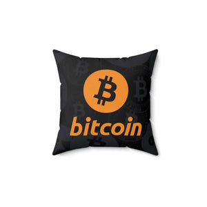 Bitcoin Crypto Spun Polyester Pillow - Modern Digital Decor - Dipaliz - 14’’ × - Throw Pillows