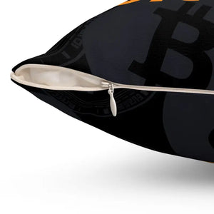 Bitcoin Crypto Spun Polyester Pillow - Modern Digital Decor - Dipaliz - Throw Pillows