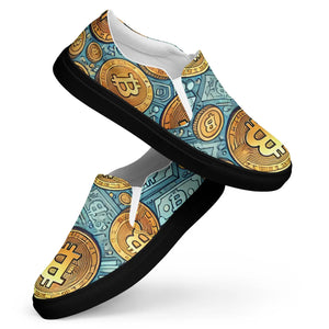 Trendy Bitcoin Slip-on Canvas Shoes - Rubber Outsoles - Dipaliz - Sneakers
