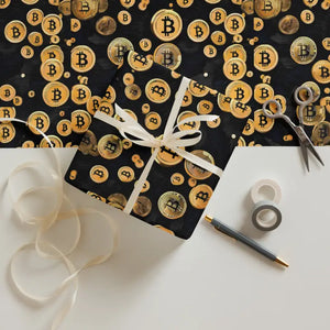 Bitcoin Wrapping Paper - Cryptocurrency Gift Wrap - Dipaliz