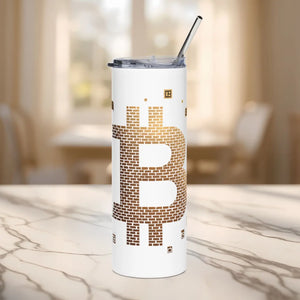 Sleek Gold Skinny Tumbler - Bitcoin 20oz Stainless - Dipaliz - Tumblers