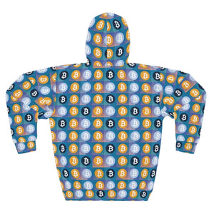 Bitcoin Blue Unisex Pullover Hoodie Urban All-over Print - Dipaliz - Hoodies