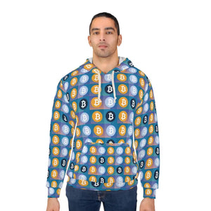 Bitcoin Blue Unisex Pullover Hoodie Urban All-over Print - Dipaliz - Hoodies