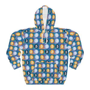 Bitcoin Blue Unisex Pullover Hoodie Urban All-over Print - Dipaliz - Hoodies