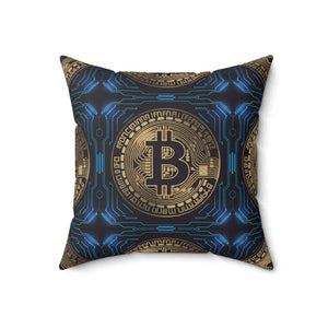 Bitcoin Bliss Blue Spun Polyester Throw Pillow - Dipaliz - Pillows