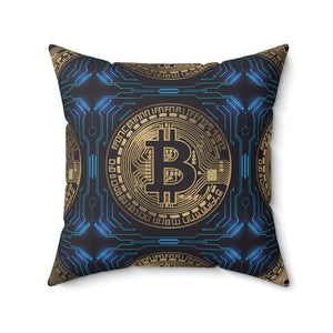 Bitcoin Bliss Blue Spun Polyester Throw Pillow - Dipaliz - 20’’ × - Pillows