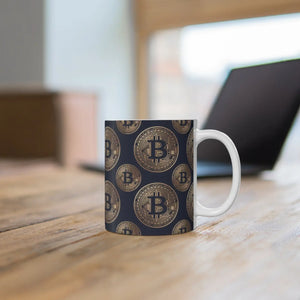 Trendy Bitcoin Pattern Mug - Durable Ceramic 11oz - Dipaliz - Mugs