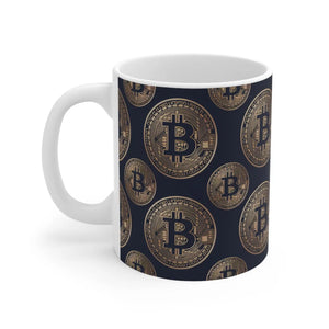 Trendy Bitcoin Pattern Mug - Durable Ceramic 11oz - Dipaliz - Mugs