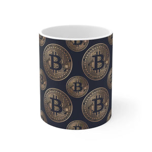 Trendy Bitcoin Pattern Mug - Durable Ceramic 11oz - Dipaliz - Mugs
